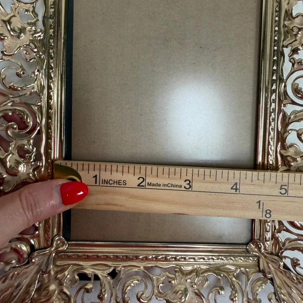 Gold Filigree Victorian Ornate Baroque 4x6 Picture Frame Metal Decor